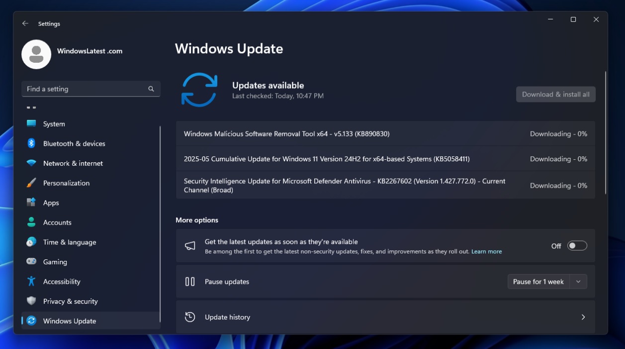 2025-05 Actualización acumulada para Windows 11 Versión 24H2 para sistemas basados ​​en x64 (KB5058411)