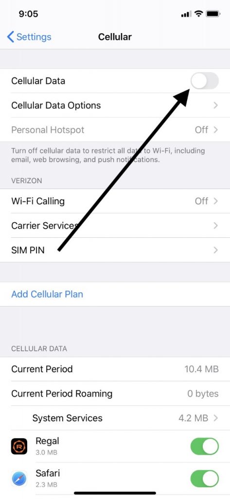 Revise Cellular para FaceTime esperando la activación