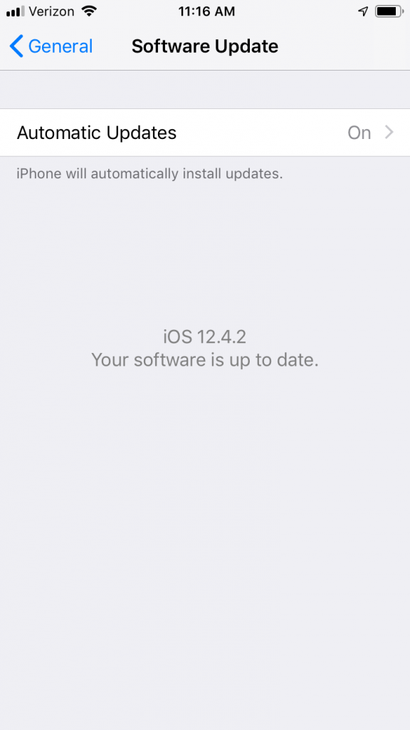 Verifique la actualización del software si mi iPhone dice buscar