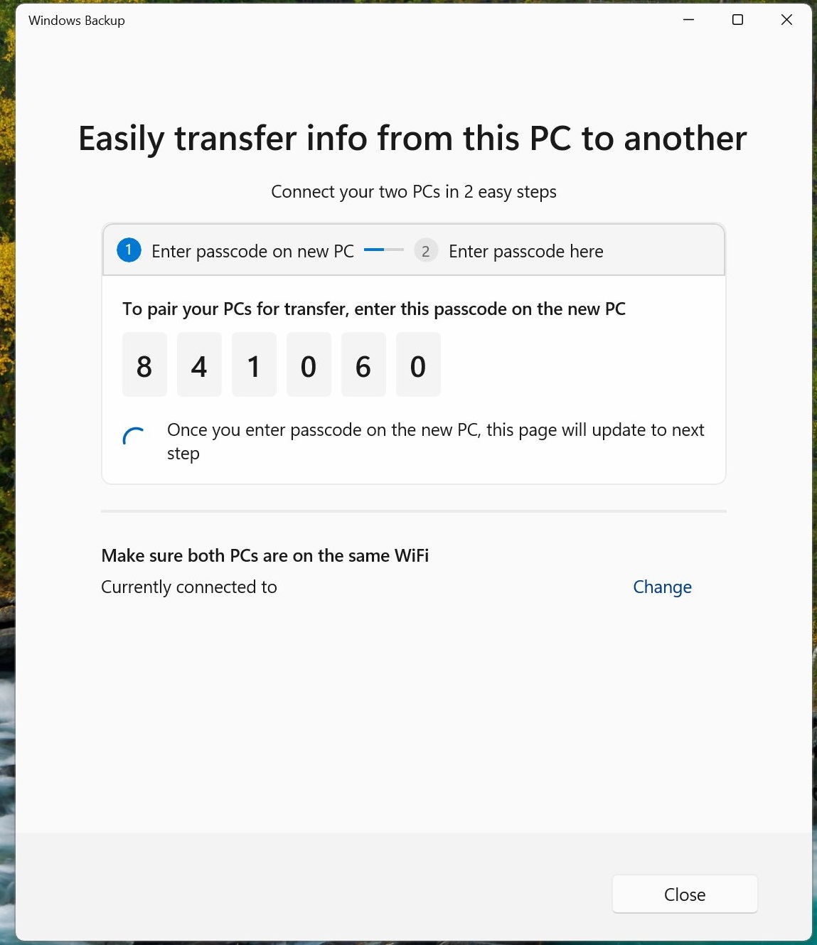 Transferencia de archivos usando la aplicación de respaldo en Windows 11