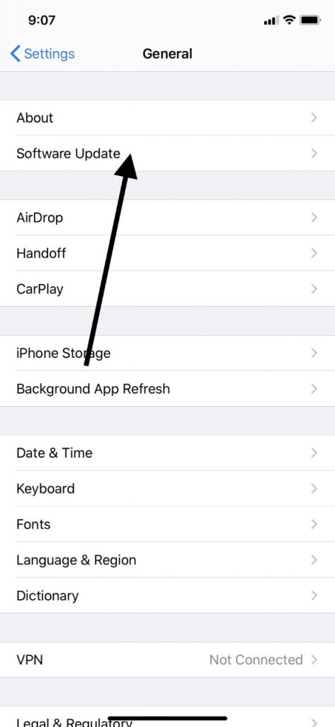 Actualización de software para FaceTime esperando la activación