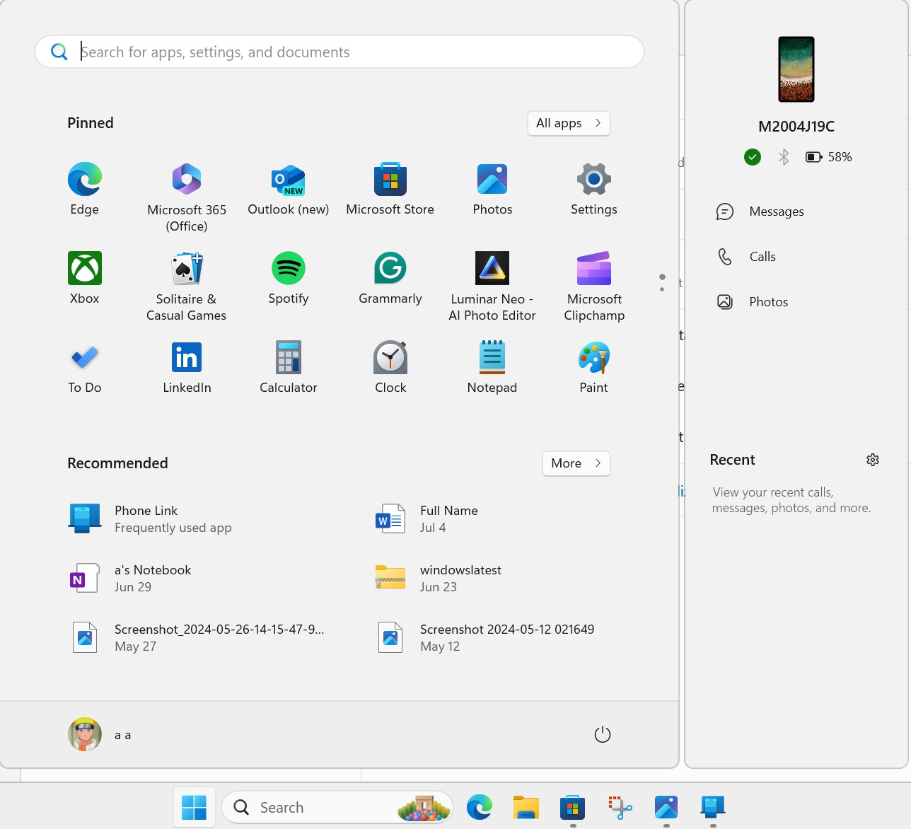 Windows 11 KB5058411 con panel de enlace del teléfono