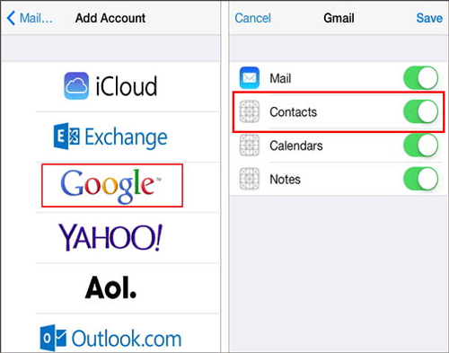 Transferir contactos de ZTE a iPhone usando la cuenta de Google