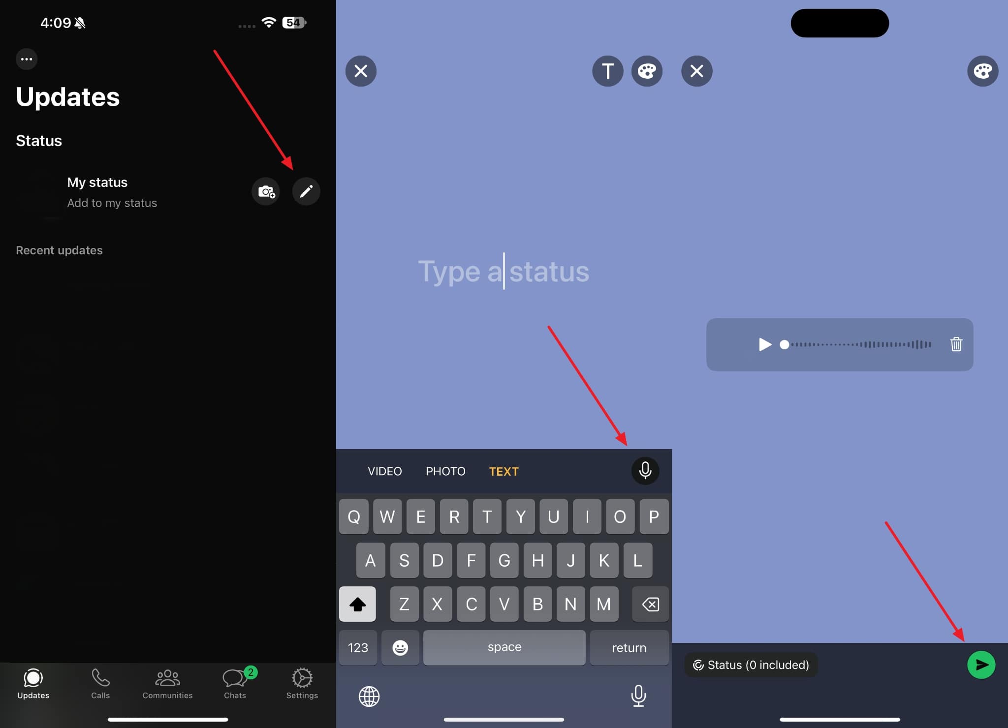 Grabar música para el estado de WhatsApp
