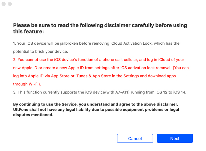 Pasos del desbloqueador de activación de Ultfone