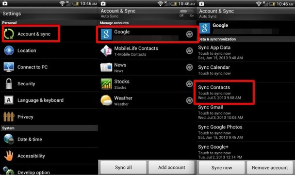 Cómo hacer una copia de seguridad de los contactos in vivo teléfono a través de Google