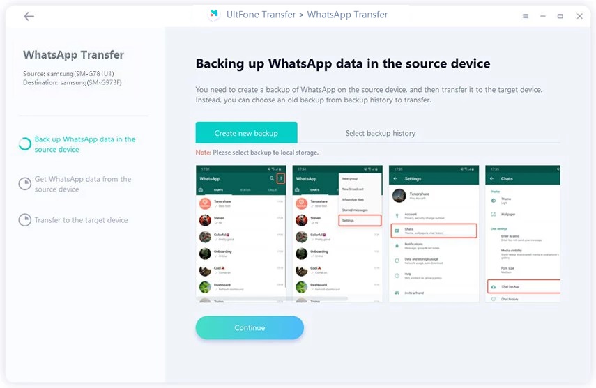 Transfiera WhatsApp de Android a Android