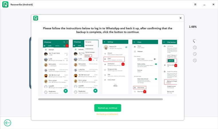 Cómo recuperar el video de WhatsApp eliminado por el remitente Recovergo para Android