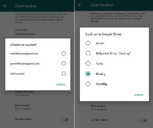 WhatsApp de respaldo a Google Drive