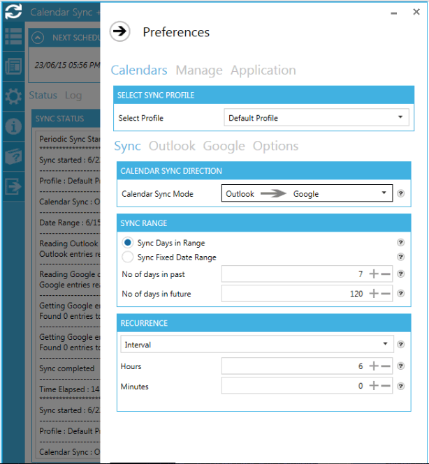 Calendarios de Sync Outlook a Google a través de aplicaciones