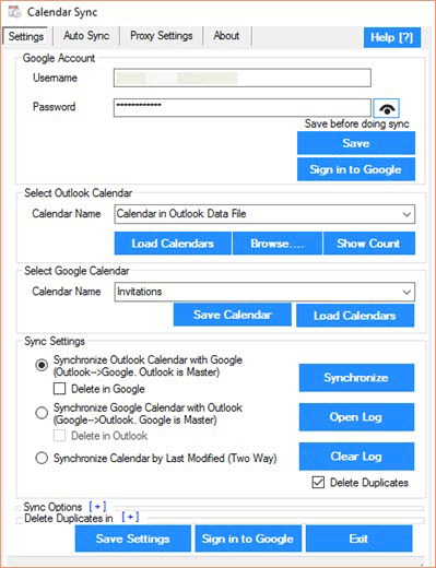 Calendario Sync para Outlook y Google Calendar