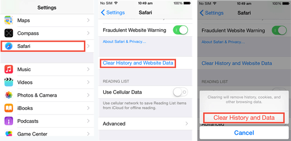 Eliminar la historia de Safari