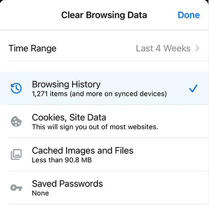 Borrar datos de navegación iPhone Chrome