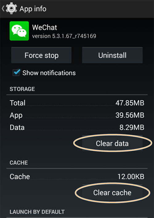 Borrar caché y datos de WeChat