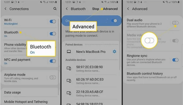 Conecte dos altavoces Bluetooth simultáneamente a través de Samsung Dual Audio