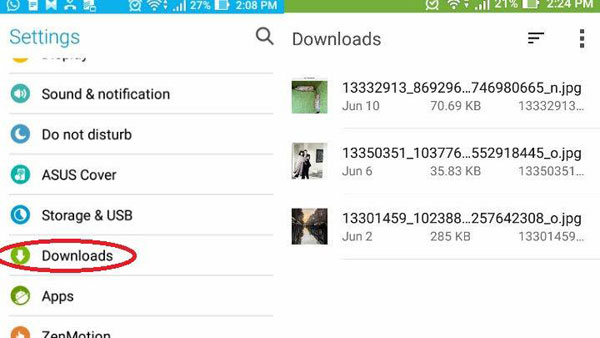 Almacenamiento de libre almacenamiento en Android limpiando la carpeta de descarga