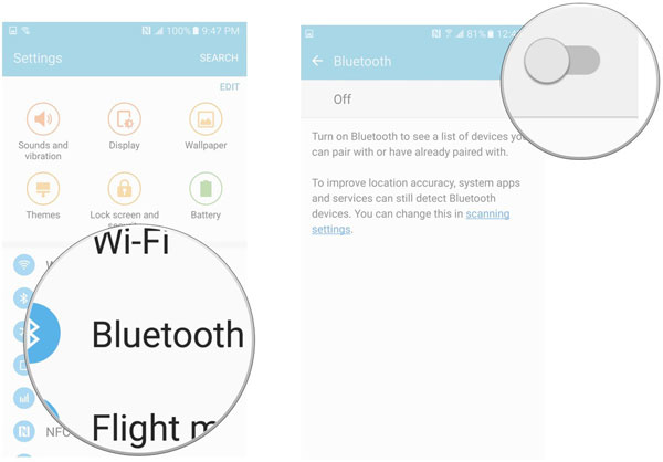 Deshabilitar Bluetooth para arreglar Android que no se conecta a Wifi