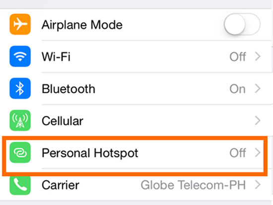 Deshabilitar el punto de acceso personal para arreglar el airdrop tomando tanto tiempo