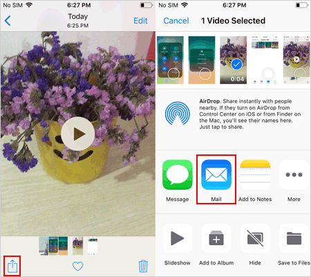 Cómo enviar videos desde iPhone a MacBook por correo electrónico