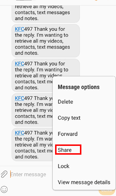 Transferir mensajes de texto de Samsung a Samsung por correo electrónico