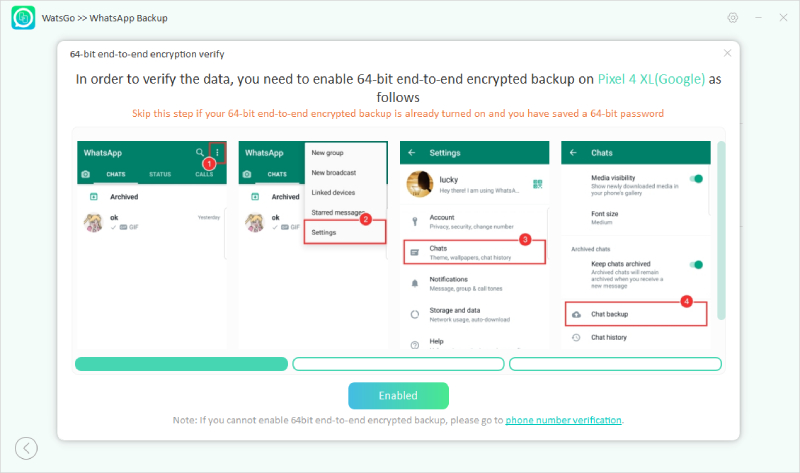 Habilitar copia de seguridad de whatsapp encriptada