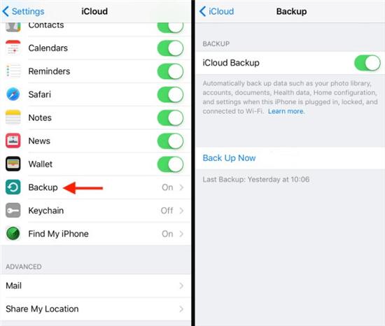 Habilitar la copia de seguridad de iCloud