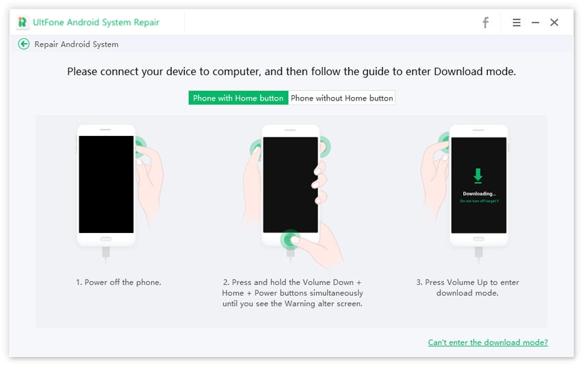 Ingrese el modo de descarga de Android