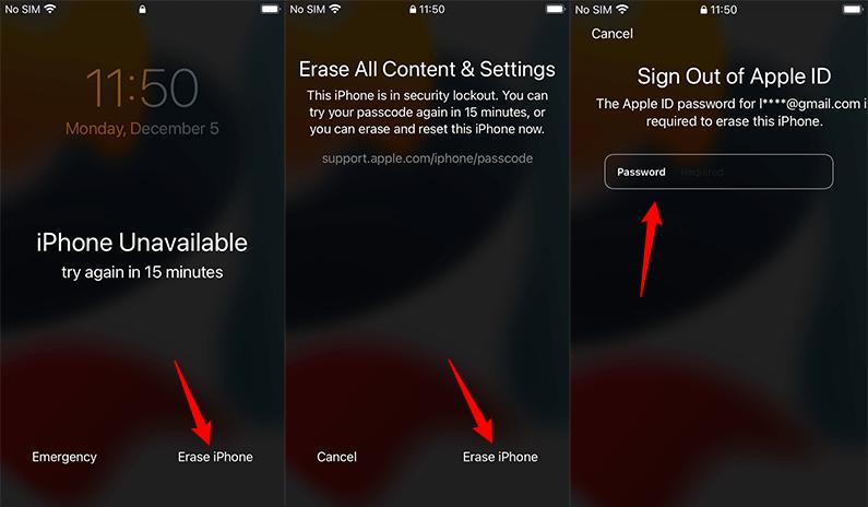 restablecimiento de contraseña con iPhone borrado