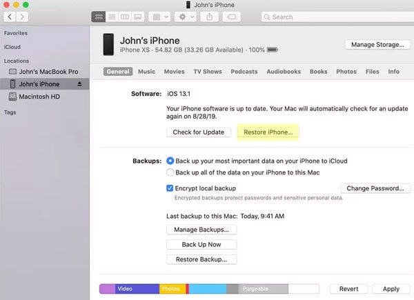 Restaurar su iPhone a la configuración de fábrica 