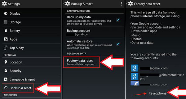 Restablecer el teléfono Android de fábrica