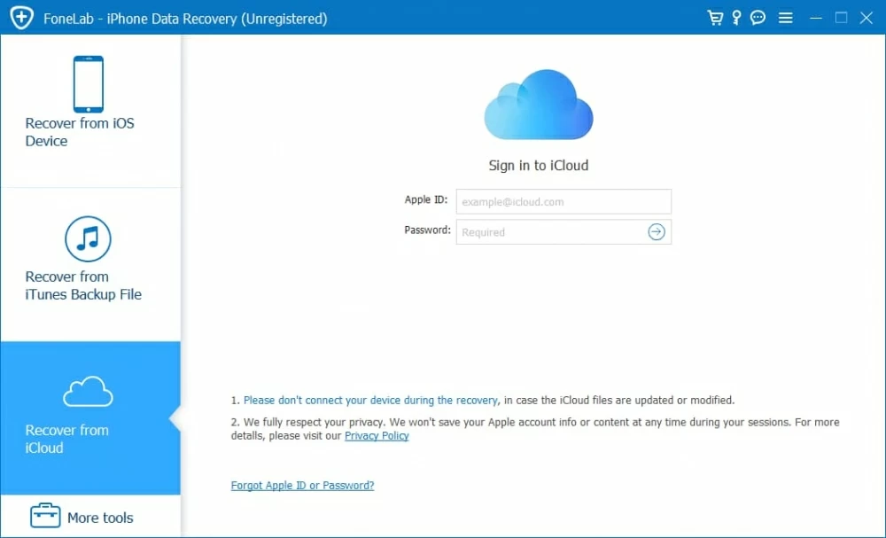 Iniciar sesión en iCloud