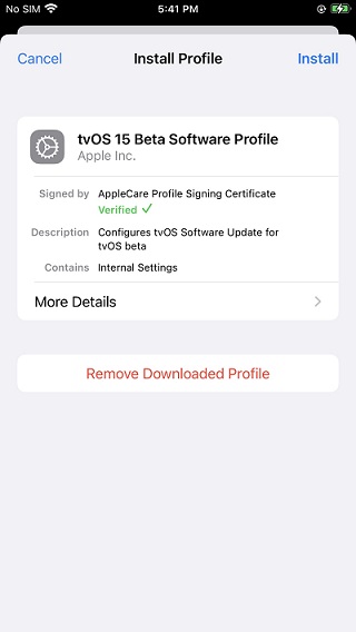 Descargar perfil de software beta