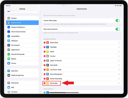 Desactivar una nota rápida en el iPad