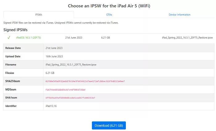 degradar iPados 17 a 16
