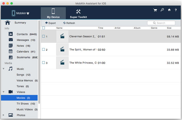 Transferir videos desde iPhone a Mac