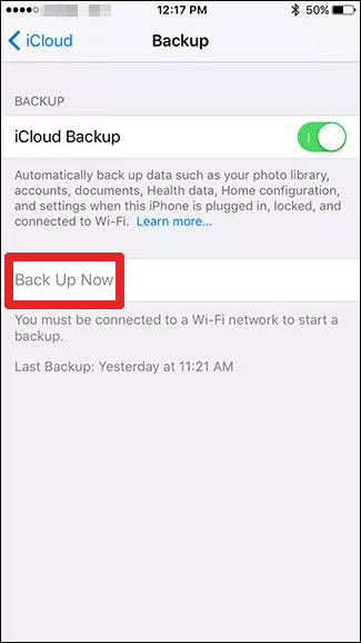 Realice una copia de seguridad del iPhone a la computadora por iCloud