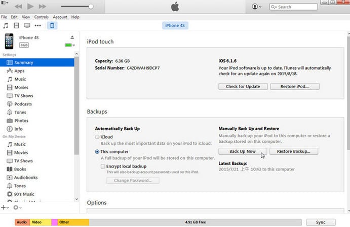Recuperar iPod de iTunes