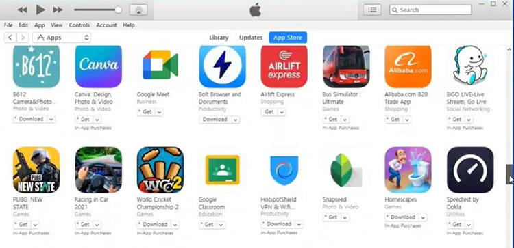 Aplicaciones de descarga de iTunes