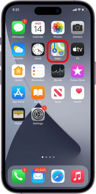 Iniciar el mapa de Apple