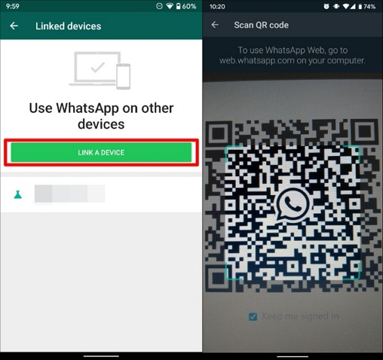 Enlace un dispositivo que usa el código QR