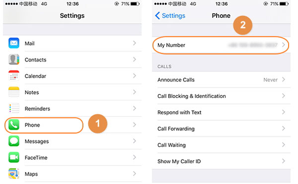 Vea su número en la configuración de iPhone