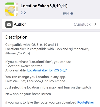 Ubicación falsa de Cydia Vaya a la ubicación Faker