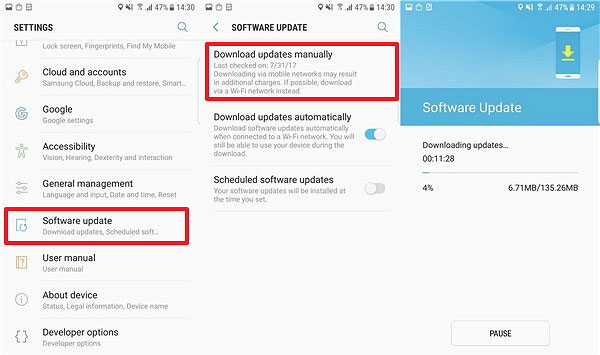 Actualizar Android para arreglar la falla de la línea Green Galaxy Galaxy