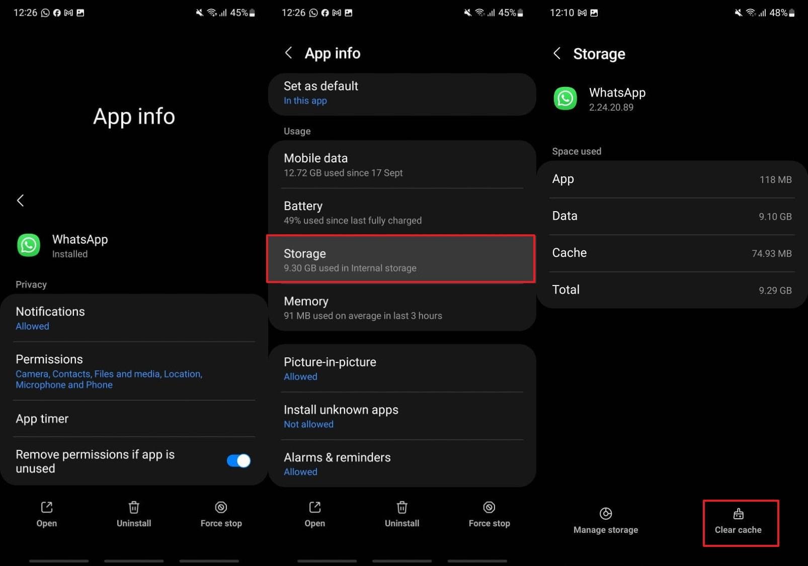 borrar el caché de whatsapp
