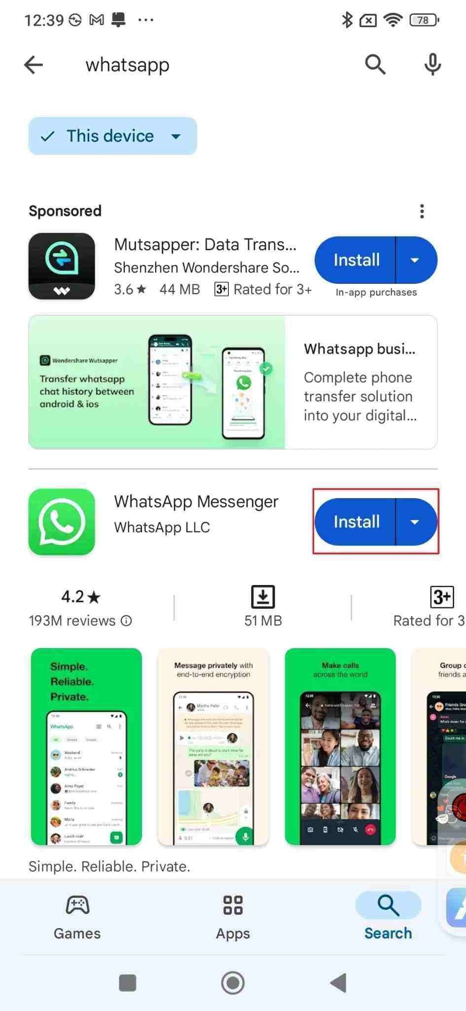 instalar whatsapp