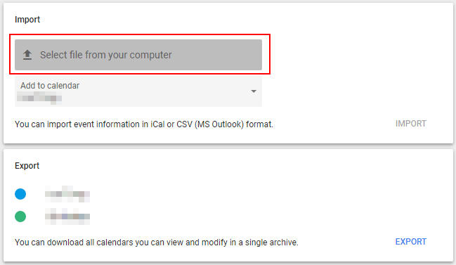 Transferir calendarios a Google