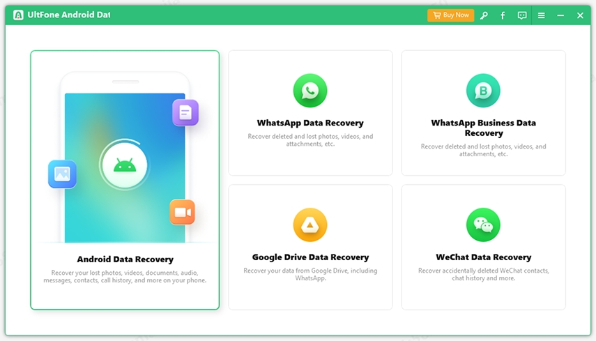 Interfaz principal de recuperación de datos de Android