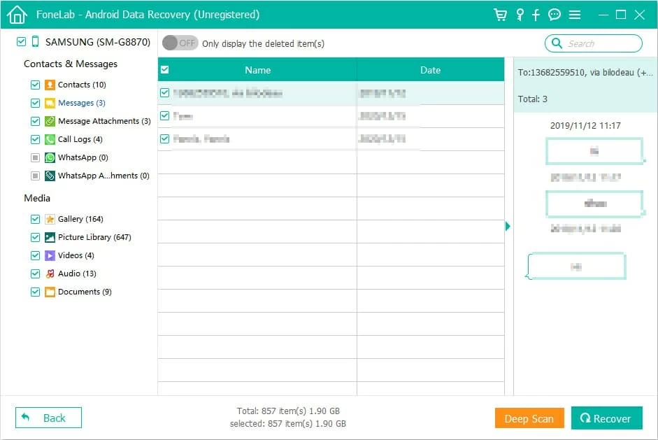 ¿Cómo puedo recuperar mensajes eliminados de Samsung Galaxy S20?