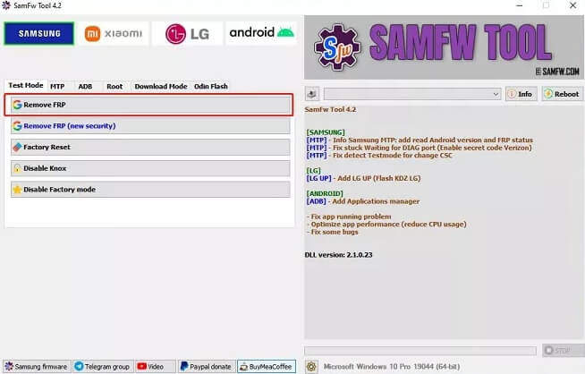 Retire FRP con la herramienta SAMFW FRP
