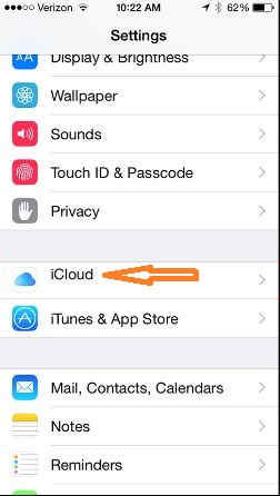 Ir a iCloud desde la configuración de iPhone